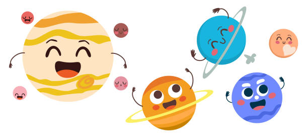 Solar System Mascot Character Icons vector art illustration