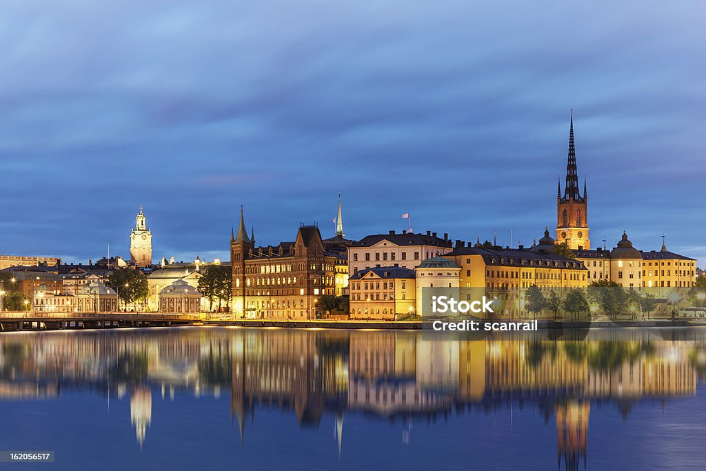 Lato wieczorem scenerii Sztokholm, Szwecja - Zbiór zdjęć royalty-free (Panorama miasta)