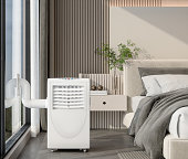 Close-up View Of Portable Air Conditioner In Bedroom