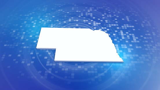 Nebraska State (USA) 3D Map on Minimal Corporate Background\nMulti Purpose Background with Ripples and Boxes with 3D Country Map\nUseful for Politics, Elections, Travel, News and Sports Events