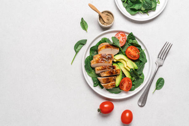 istock Healthy food top view on white background 1620578463