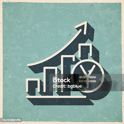 istock Chart of increased Yen rate. Icon in retro vintage style - Old textured paper 1620586496