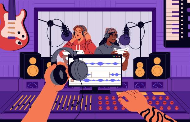100+ Cartoon Of A Recording Studio Soundboard Stock Illustrations