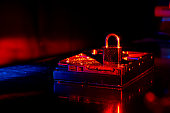 Padlock on a hard disk symbolizing security and encryption on hard disks.