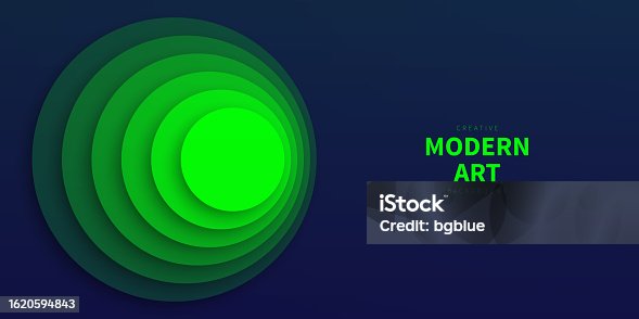 istock Abstract design with circles and Green gradients - Trendy background 1620594843