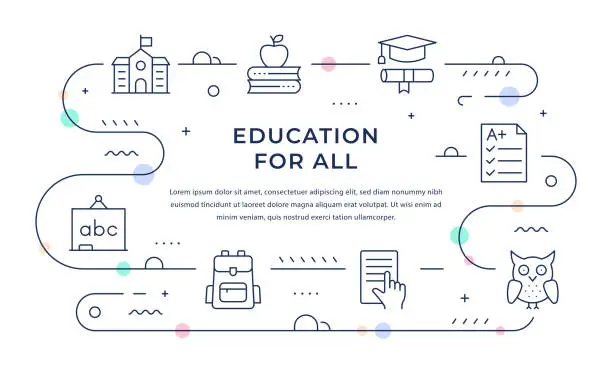 Vector illustration of Education For All Web Banner Design