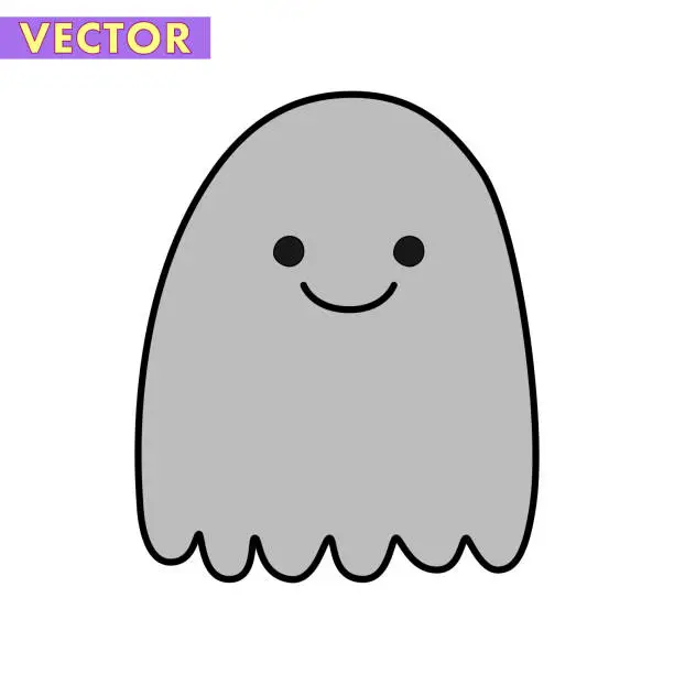 Vector illustration of A Ghost in Cute Halloween Cartoon theme Vector isolated on white background