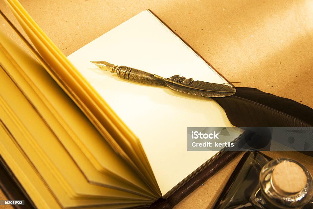 Libro de pluma, tinta - Foto de stock de Abierto libre de derechos
