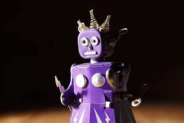 purple robot stock photo