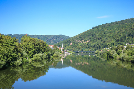 View of the Neckar in Neckargemünd near Heidelberg, Baden-Württemberg, Germany