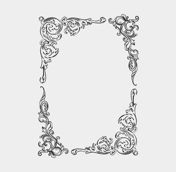 Hand drawn vector abstract outline,graphic,line art vintage baroque ornament floral frame in minimalistic modern style.Baroque floral vintage outline design concept.Vector antique frame isolated. Hand drawn vector abstract outline,graphic,line art vintage baroque ornament floral frame in minimalistic modern style.Baroque floral vintage outline design concept.Vector antique frame isolated victorian style stock illustrations
