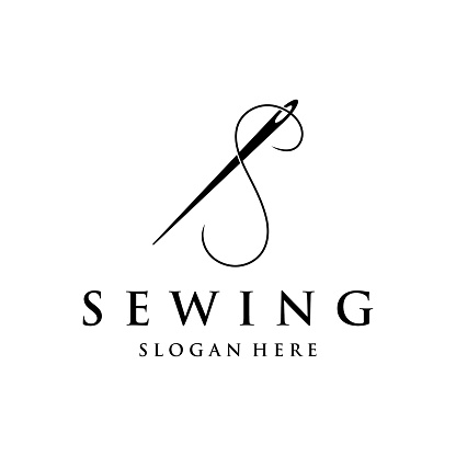 Tailor logo design with needle and thread concept.Logo for tailor, clothes, boutique.