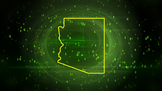 Arizona State (USA) Map on Digital Hi tech Technology Background