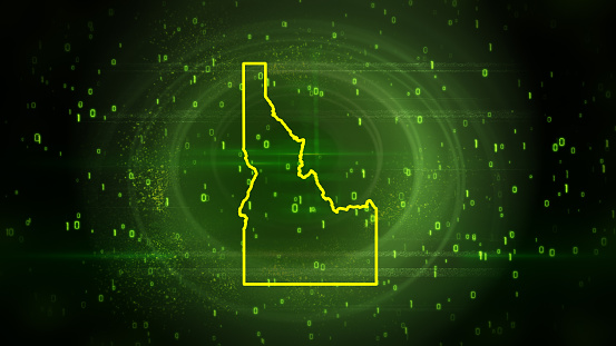 Idaho State (USA) Map on Digital Hi tech Technology Background