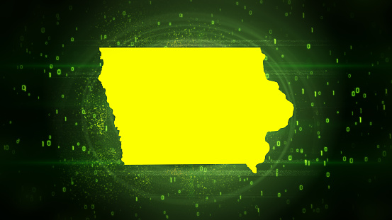 Iowa State (USA) Map on Digital Hi tech Technology Background