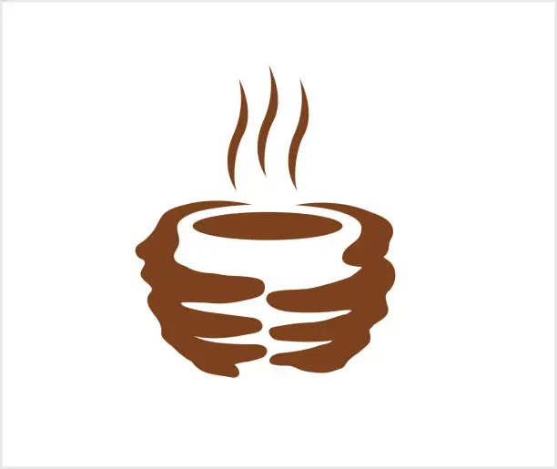 Vector illustration of hands holding mug of coffee vector icon design