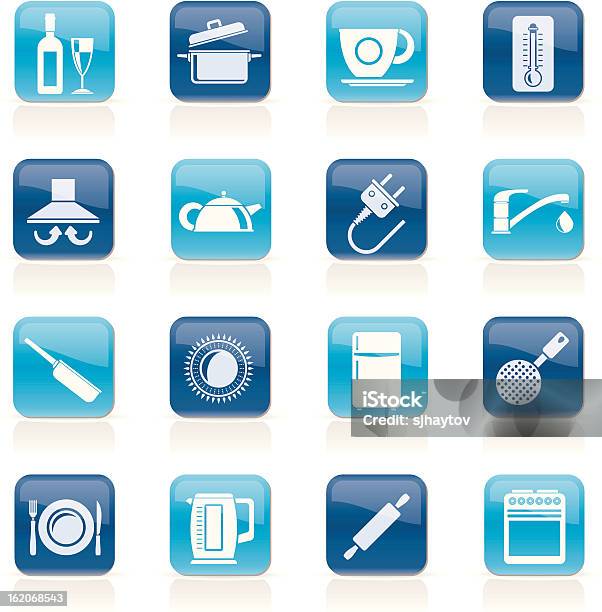 Кухня Значки Объектов И Аксессуары — стоковая векторная графика и другие изображения на тему Веб-страница - Веб-страница, Векторная графика, Винная бутылка