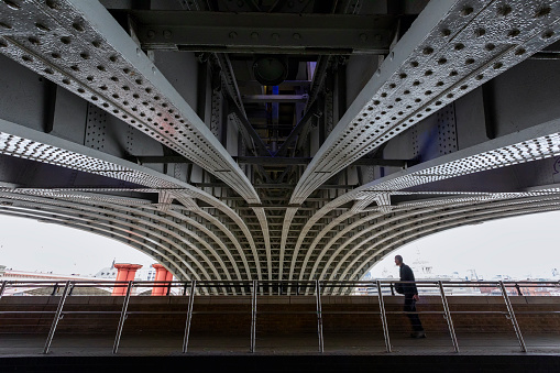 Detail of a steel bridge in Chicago.
