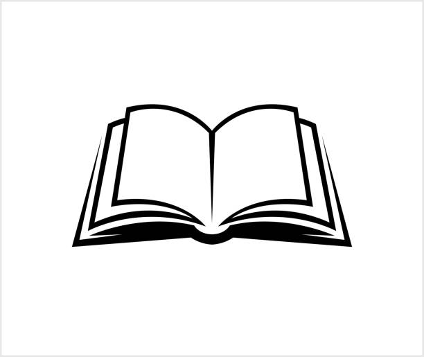 creative black open book icon vector design - kitap stock illustrations