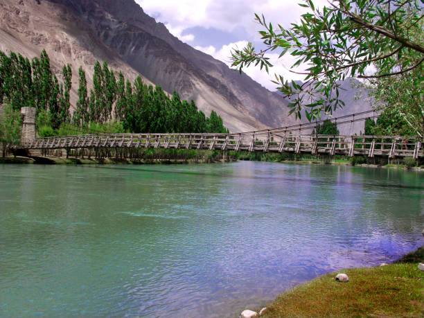 wooden suspension bridge in gilgitbaltistan