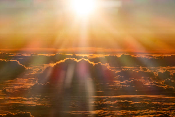 istock harmonic background in golden sunset with scenic ocean wiew and bright orange clouds 1620777066