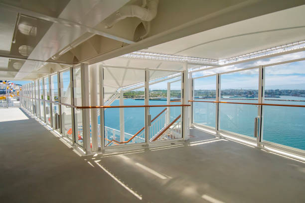 Scenic view of cruise liner deck and ocean