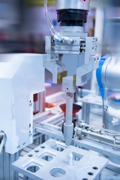 istock Automatic industrial robotic robot working, industry 4.0 and technology concept 1620787479