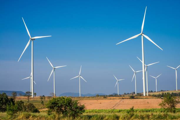 istock Wind turbines generating electricity with blue sky. 1620789890