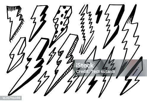 istock set of hand drawn vector doodle electric lightning bolt symbol sketch illustrations. thunder symbol doodle icon. 1620796498