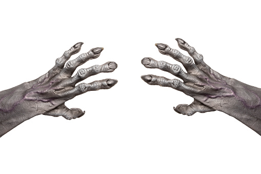 A pair of monster hands isolated on a white background.