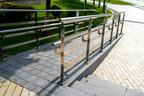 istock walkway made of granite and marble with chrome railings 1620876654
