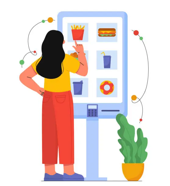 Vector illustration of Woman ordering food vector concept