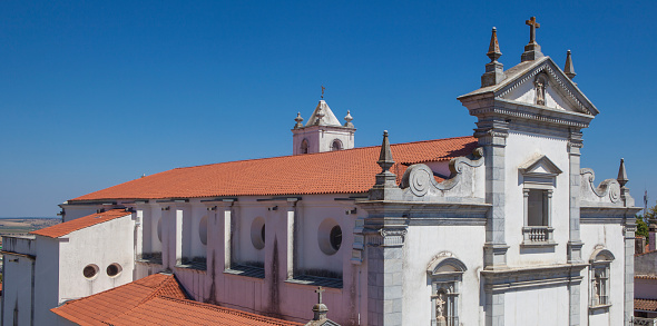 Cathedral of St. James the Great, Beja, Baixo Alentejo, Portugal. Aerial view of emblematic monument of the city