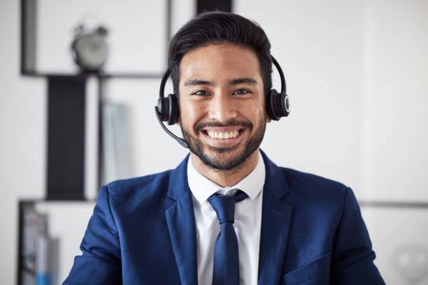 istock Customer service portrait, happiness and business man consulting on technical support, telecom or ecommerce. Telemarketing communication, face and corporate person happy in call center administration 1620887619