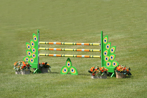 A Brightly Decorated Horse Show Jumping Obstacle Fence.