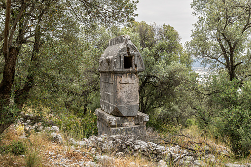 A tomb in the ancient city of Xanthos - Letoon (Xantos, Xhantos, Xanths), capital of Lycia, Antalya Province, Turkey.