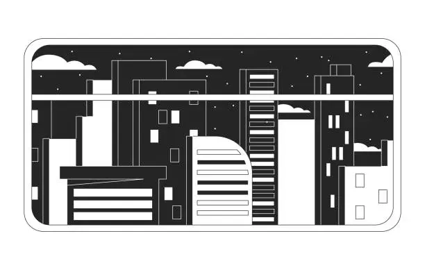 Vector illustration of Night city black and white chill lo fi background