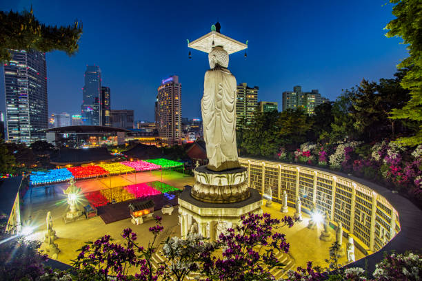 istock The Buddha statue stands gracefully in the center. 1620975828