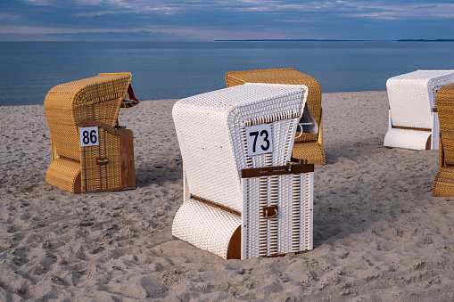 Beach chairs on the beach of the Baltic Sea in Boltenhagen/Germany