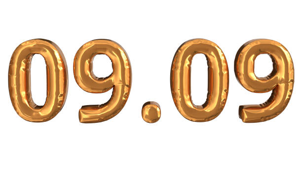 3d rendering of gold foil balloons text and number