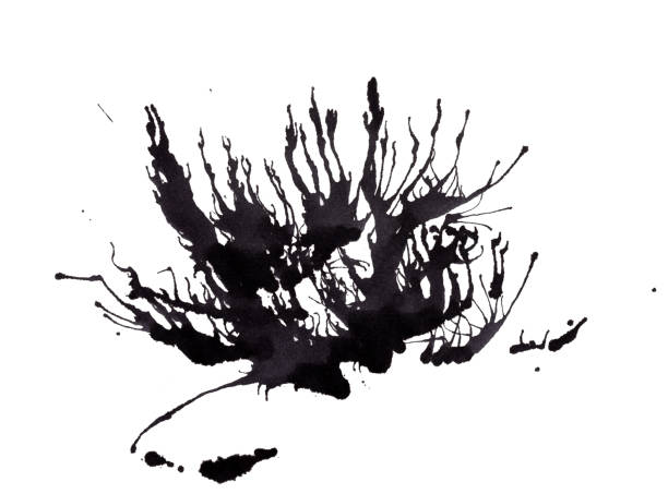 Abstract black watercolor paint splash background.