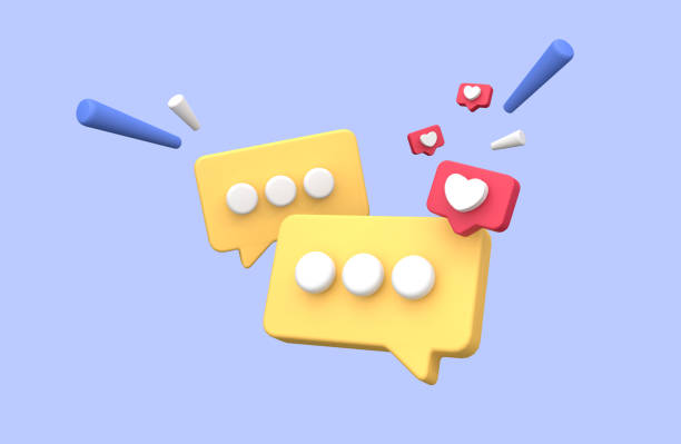 istock 3d rendering of  Speech bubble messages, bell notification, social media communication concept, chat box in social network and messenger. fit for 3d technology design assets 1621001678