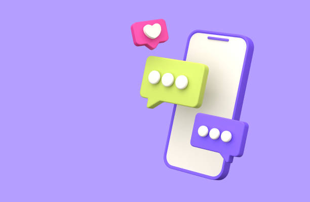 istock 3d rendering of  Speech bubble messages, bell notification, social media communication concept, chat box in social network and messenger. fit for 3d technology design assets 1621001722