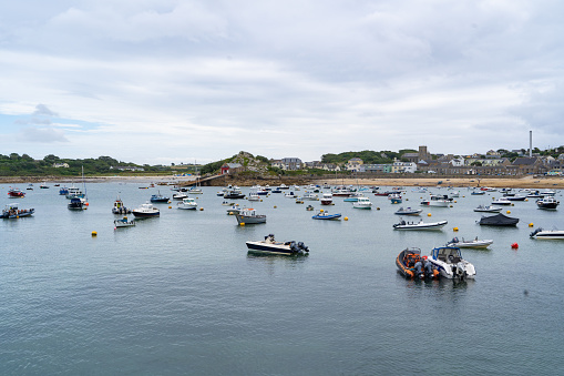 St Mary's Island in the Isles of Scilly, Cornwall, UK captured in summer 2023 in August. Including photos of the island's church, harbour, high street, runway, coastline and landscape.