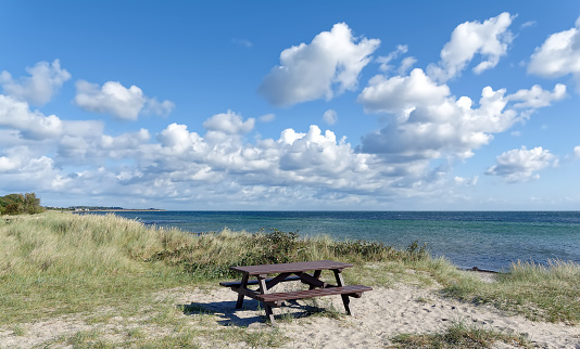 coastal Landscape and Picnic Area at Baltic Sea on Fehmarn,Schleswig-Holstein,Germany