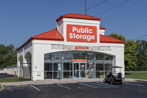Indianapolis - August 16, 2023: Public Storage self storage location. Public Storage is the largest brand of self-storage services in the US.