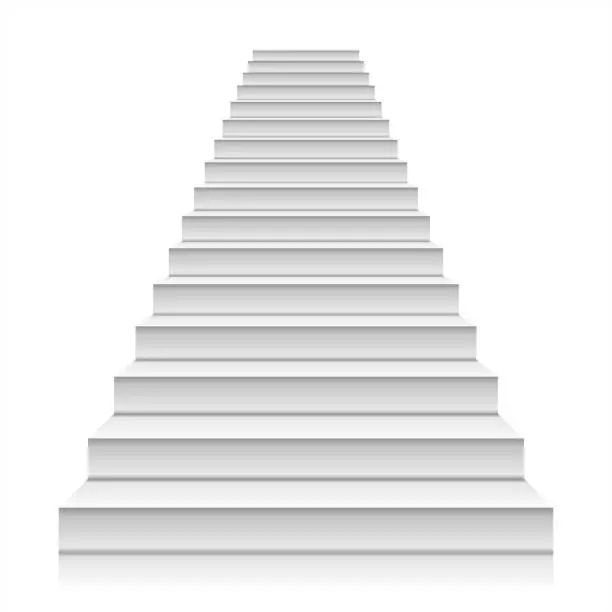 Vector illustration of White staircase realistic illustration