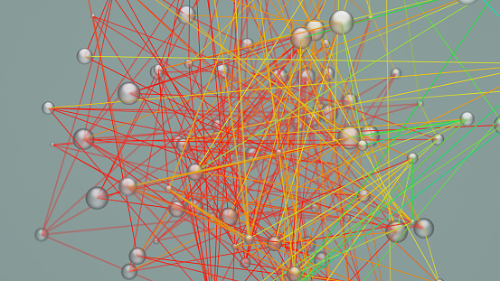 This image shows a network of connections between spheres and lines. The spheres are all different shapes and sizes, and the lines are all different colors. The image suggests the interconnectedness of all things, and the potential for relationships to form between people, ideas, and concepts.