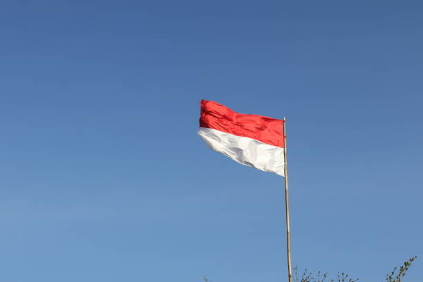 istock 17 August 1945, Indonesian flags against sky background. Independence day concept 1621096380