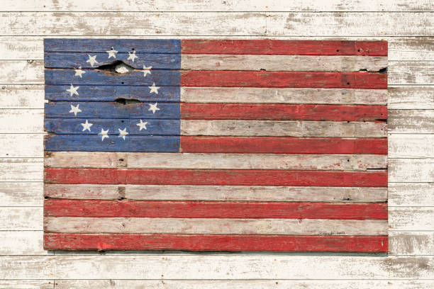 istock Painted wood Colonial American Flag. 1621156674
